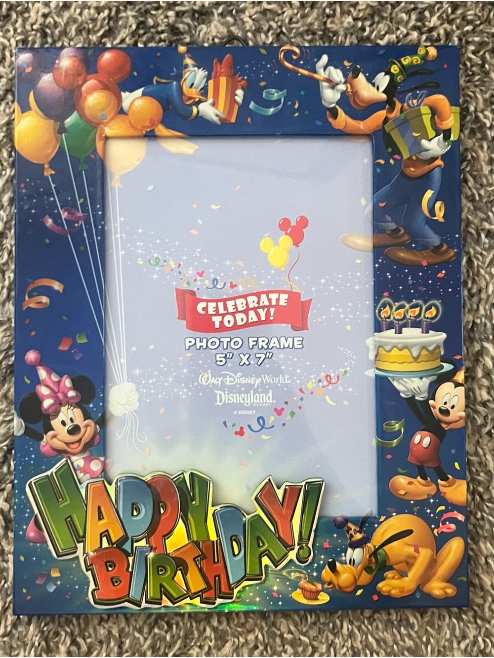 Walt Disney World 5 x 7 Happy Birthday Photo Frame with Holographic Border